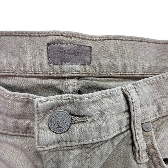 Mother The Insider Ankle Fray Jeans Chalk It Up Tan Crop Raw Hem Size 30 - Picture 5 of 16